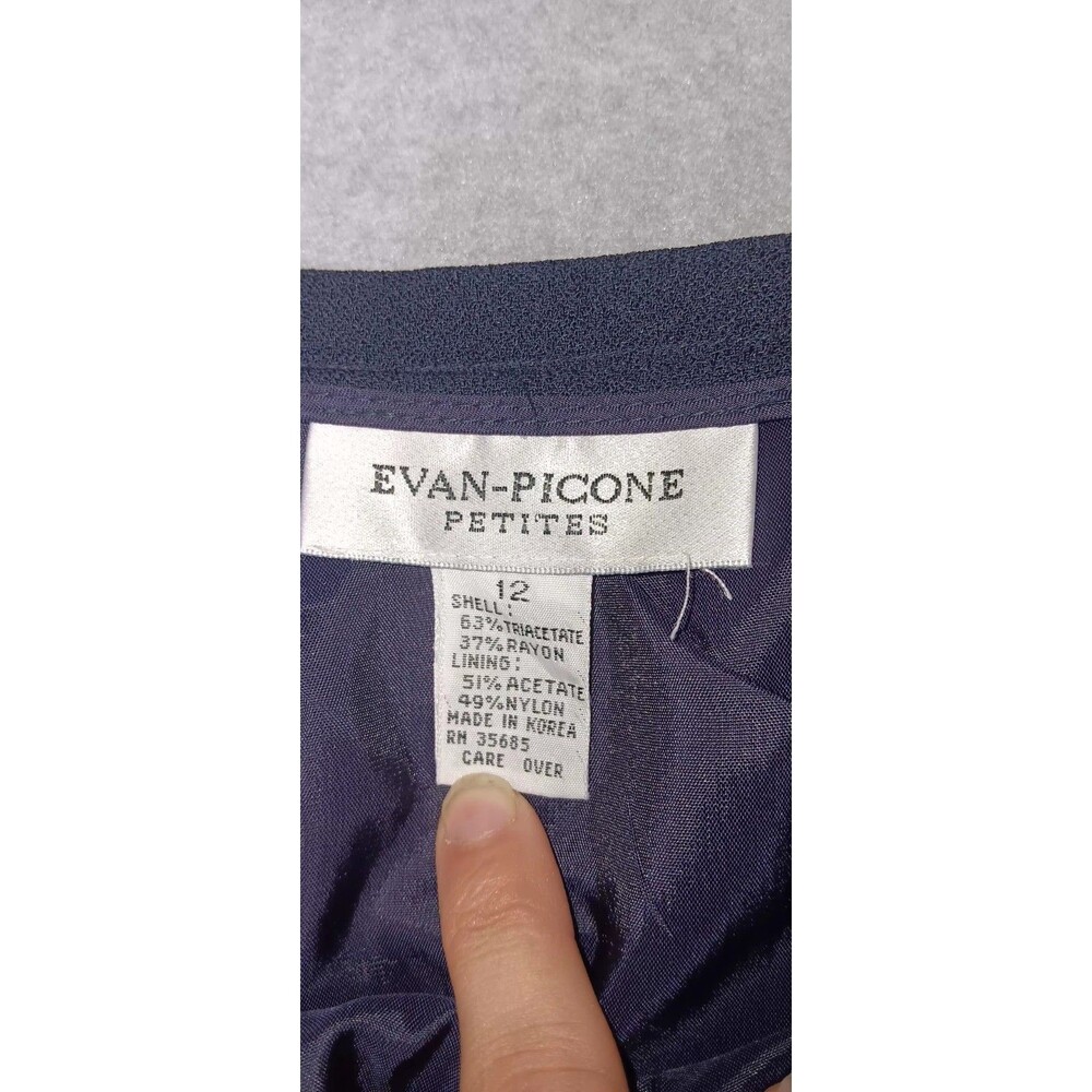 Evan Picone Petites Pencil Midi Skirt 12 Midnight Blue Quiet Luxury Old Money - Picture 2 of 12